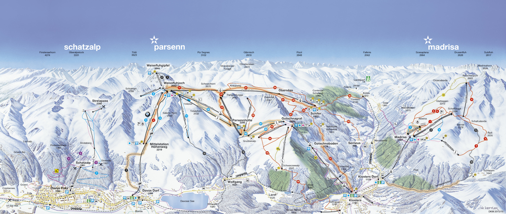 Schatzalp Parsenn Madrisa Panormakarte Davos Klosters